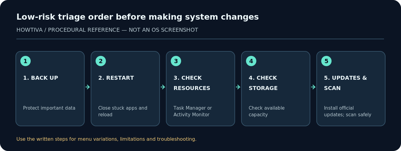 Low-risk triage order before making system changes