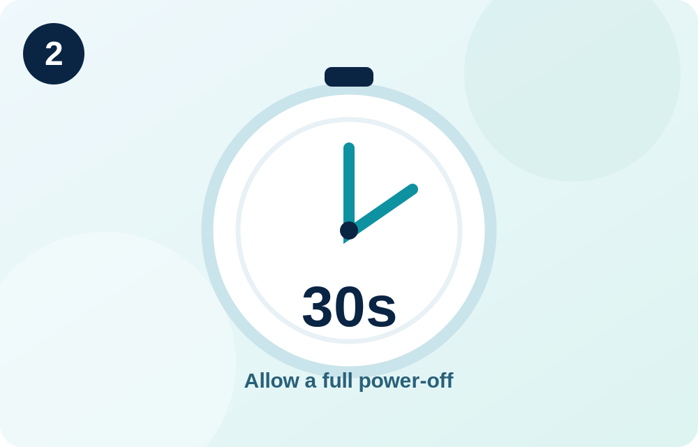 Simple timer illustration indicating a 30-second wait.