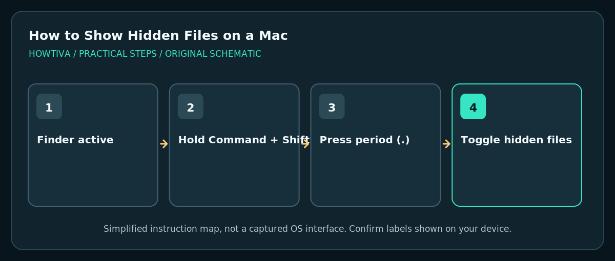Hold Command and Shift then press period to show or hide hidden Finder files