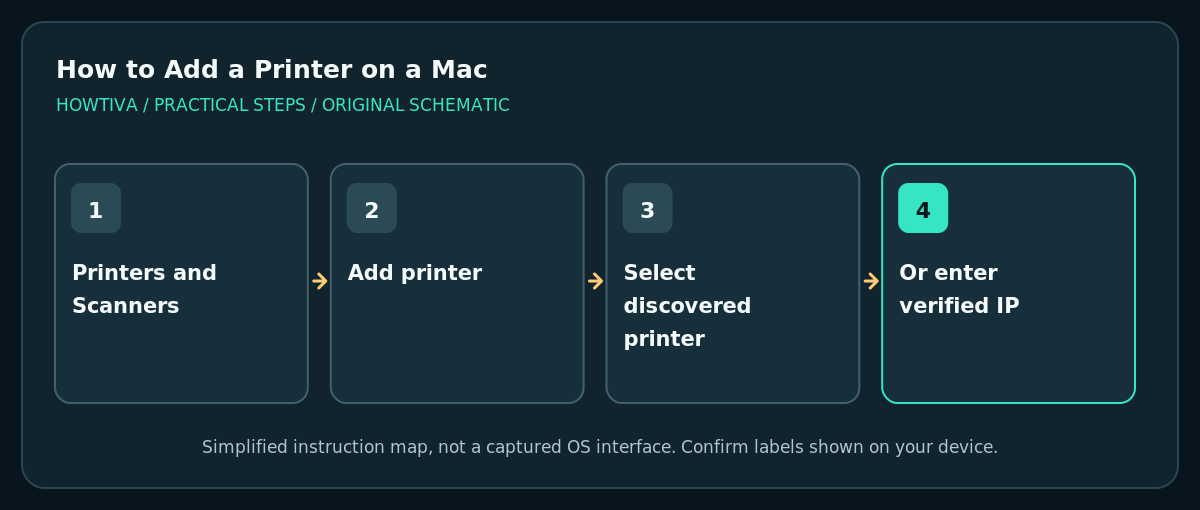 Mac System Settings printer addition path with IP alternative
