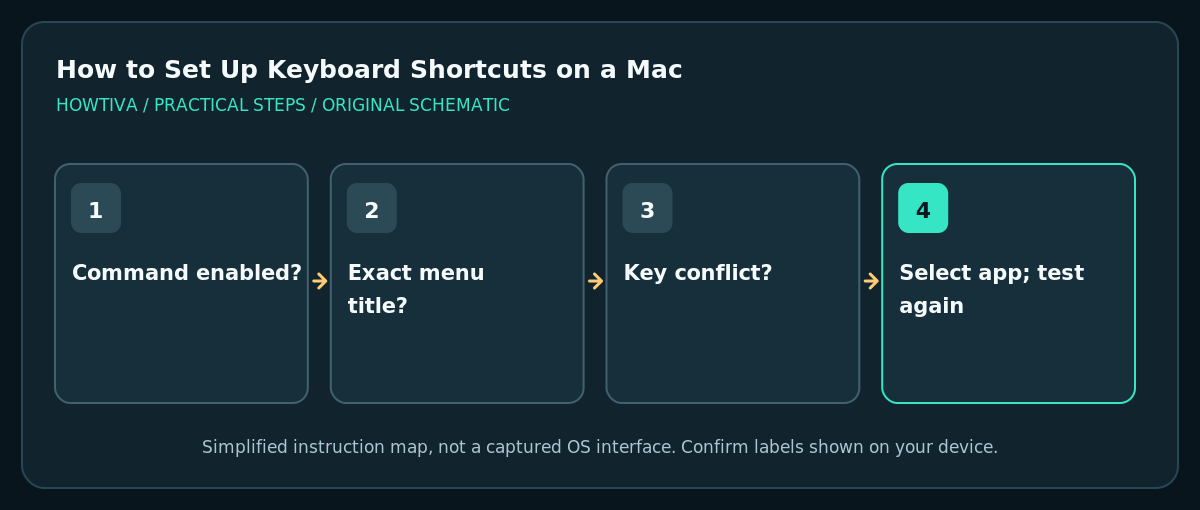 App shortcut diagnosis highlighting exact titles and conflicts