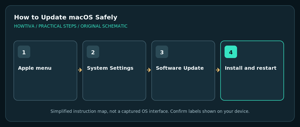 Apple menu then System Settings General Software Update and follow onscreen prompts