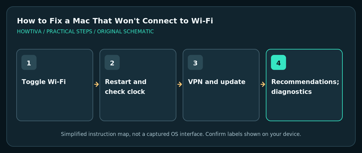 Mac Wi-Fi supported repair sequence from toggle to diagnostics