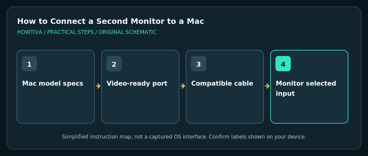 Match Mac supported output, compatible cable, monitor input and model limits