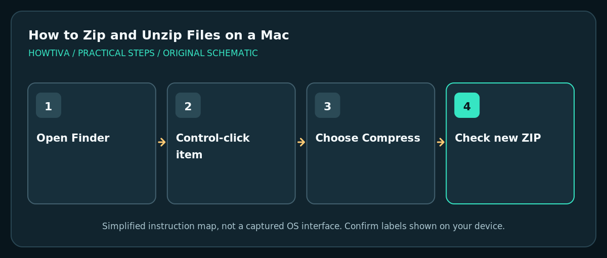 Finder contextual Compress command creates a ZIP next to original file