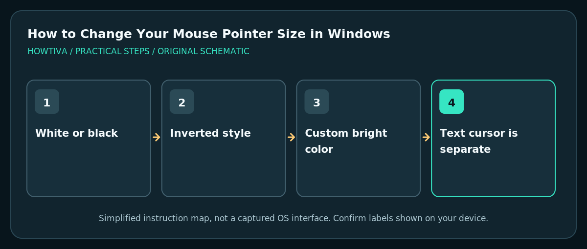 Contrast examples for pointer styles and text cursor distinction