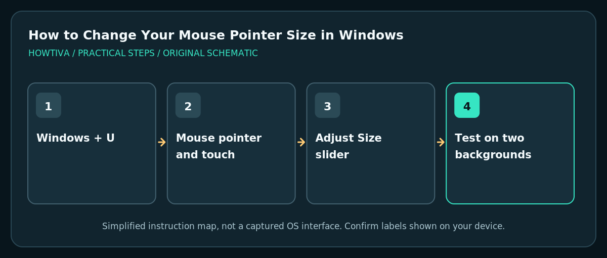 Windows Accessibility path and mouse pointer size slider progression