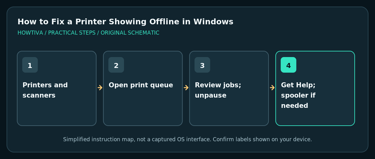 Windows print queue recovery sequence and spooler restart