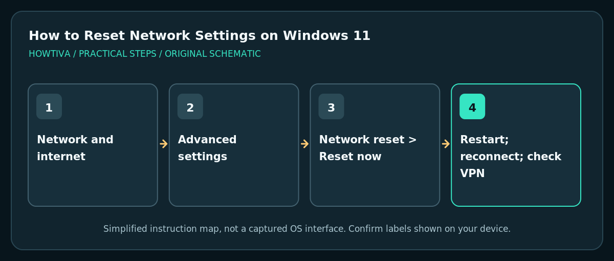 Windows 11 network reset Settings path and post-restart verification