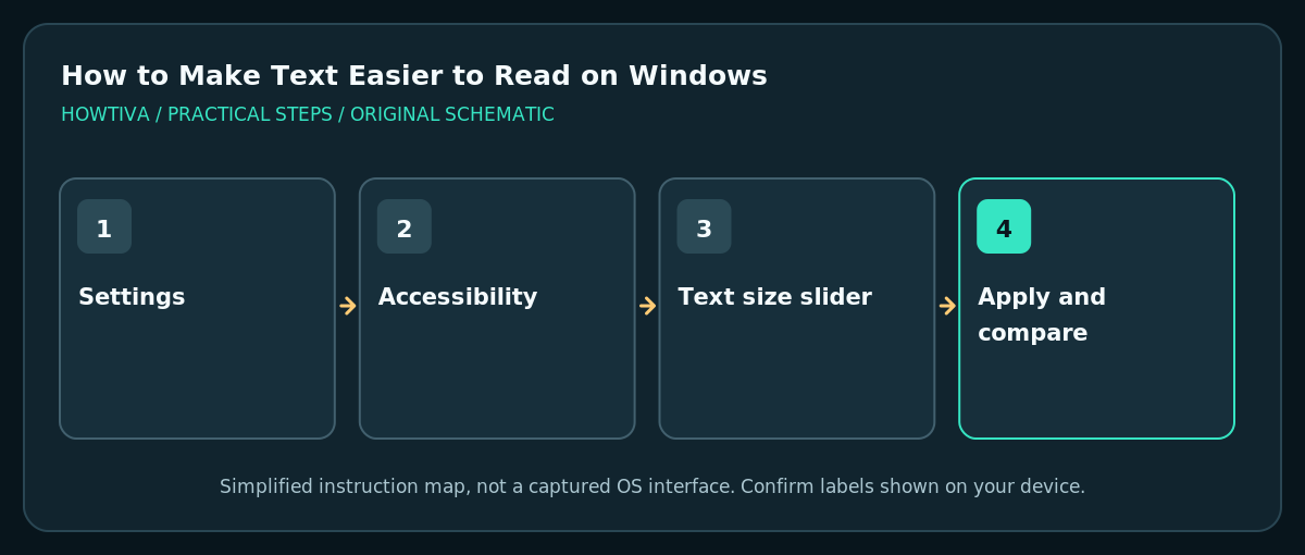 Windows Text size accessibility slider and Apply step