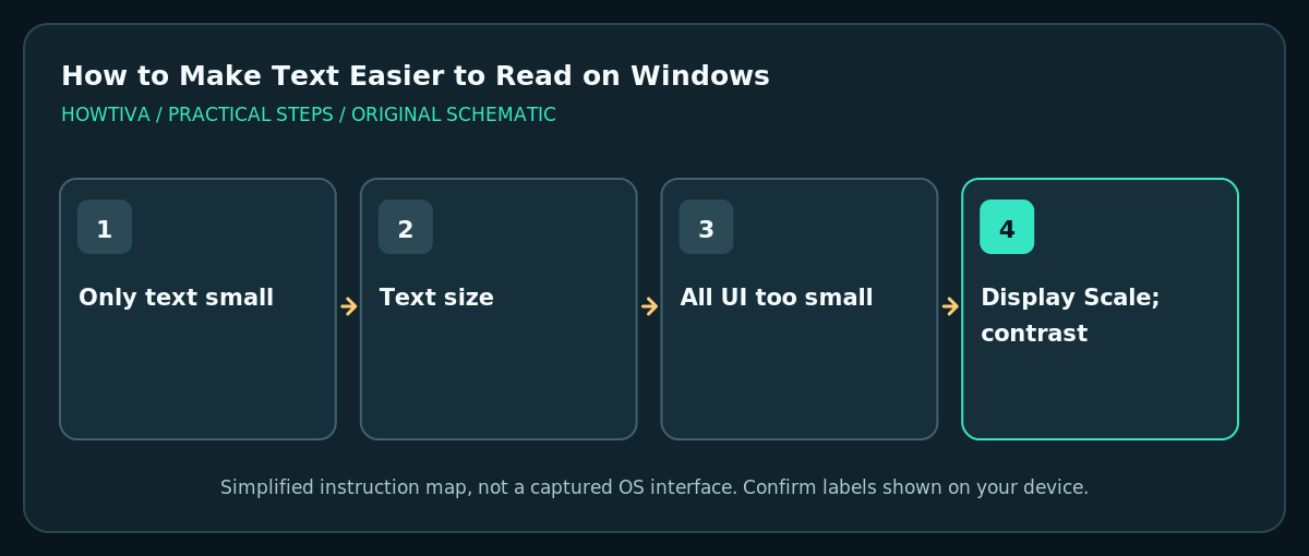 Decision comparison of Windows Text size Display Scale and contrast