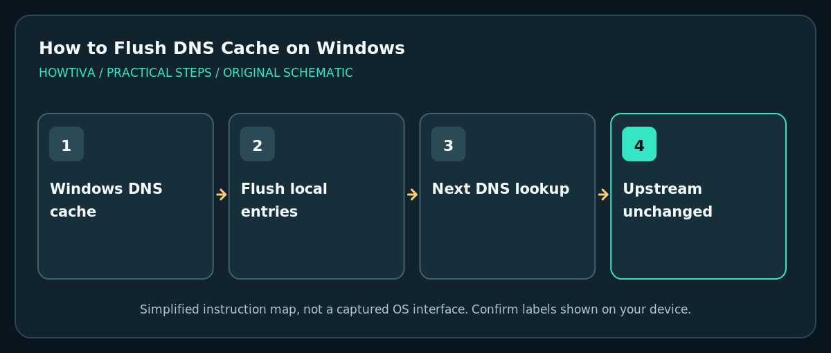 Flushing Windows DNS cache does not change upstream DNS or browser history