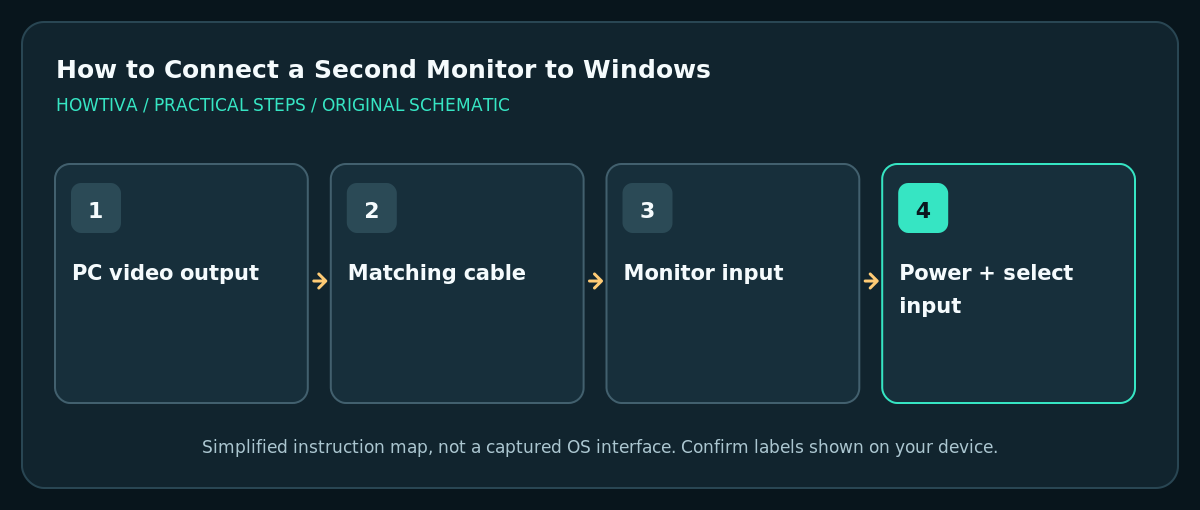 Connect compatible PC video output to monitor video input, then select matching input
